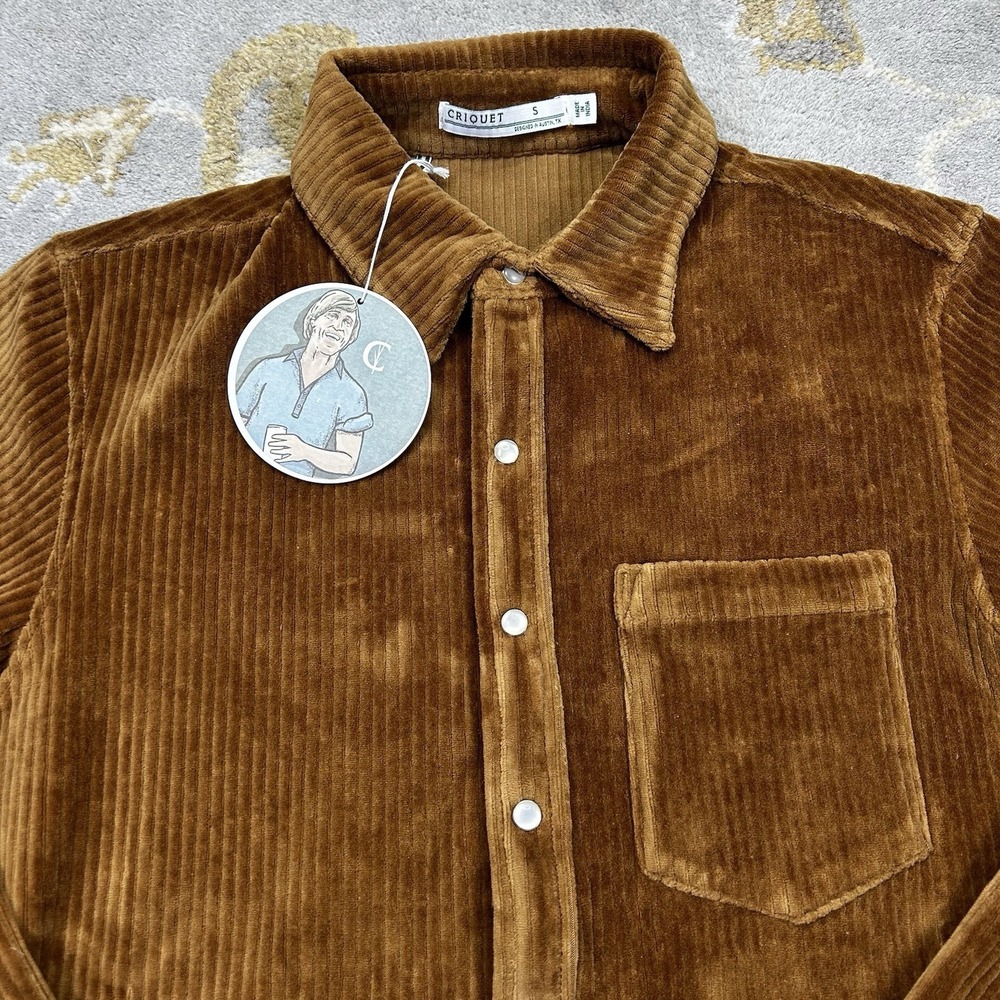 Criquet Shirt Mens S Long Sleeve Heavy Corduroy Pearl Snap Overshirt Shacket